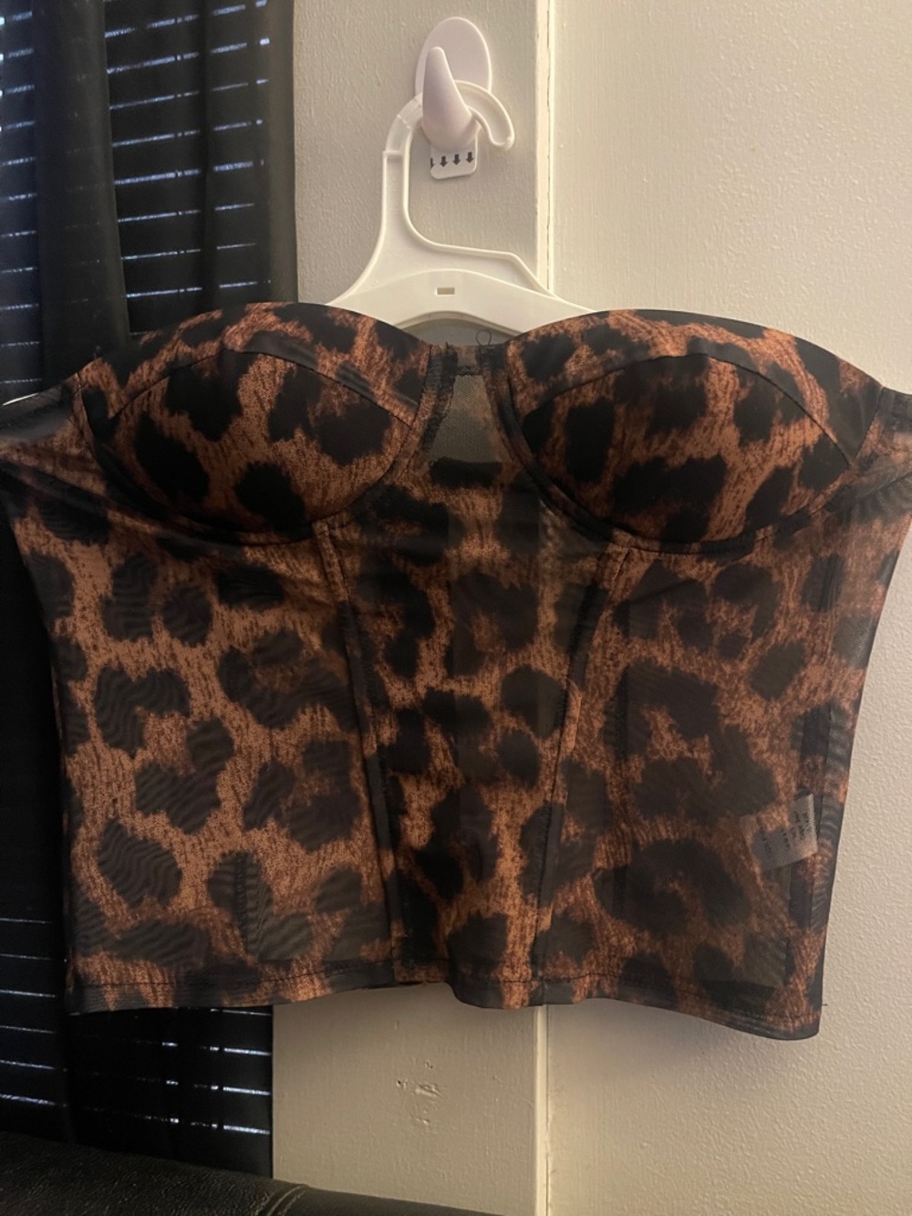 Akira Leopard Print Sheer Strapless Bustier Size Large NWT